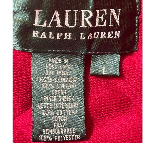 Lauren Ralph Lauren Women’s Large Red Quilted Barn Jacket Button/Zip Front Warm - Picture 3 of 12